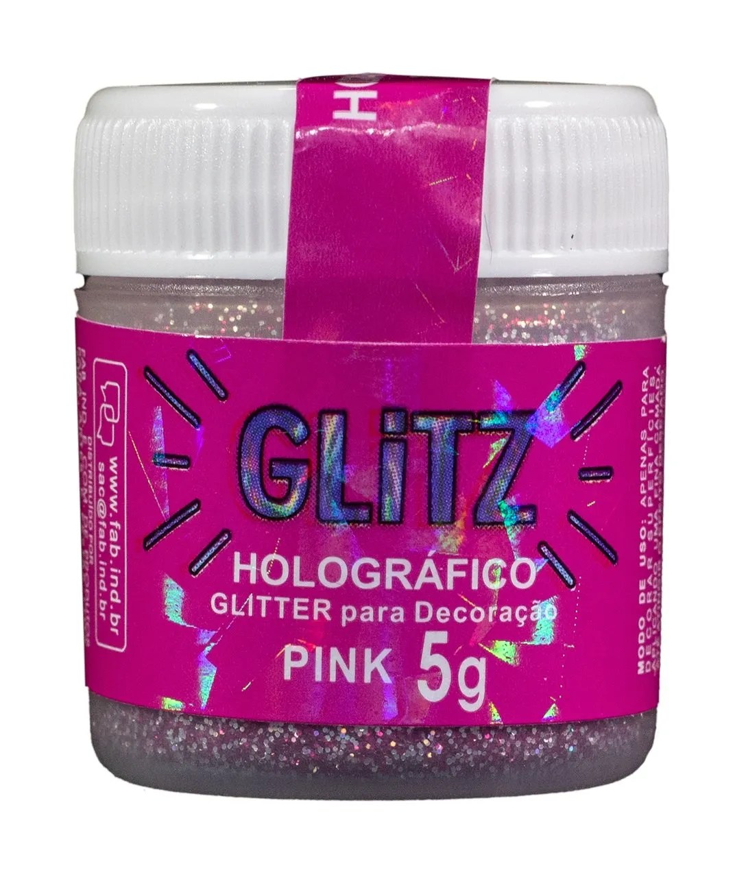 GLITER P/DECORAÇÃO FAB HOLOGRAFICO PINK 5G