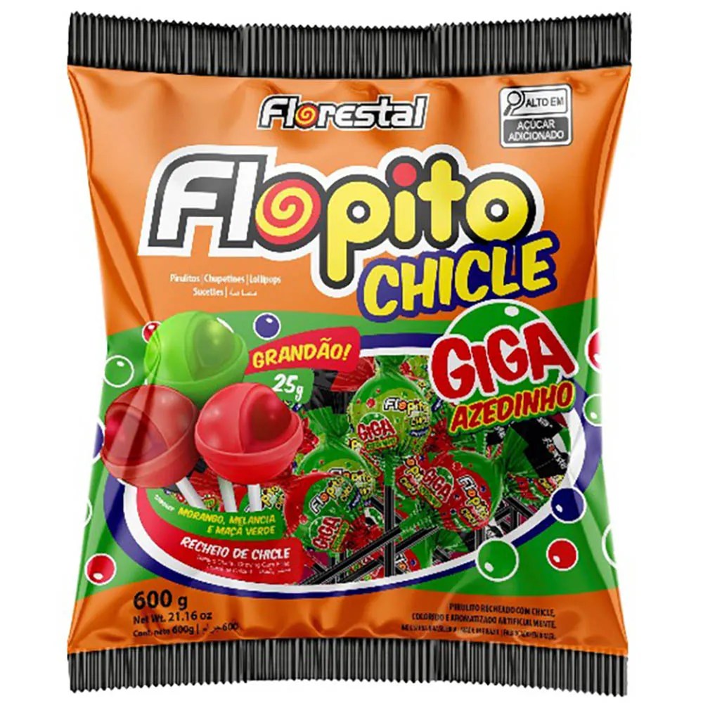 PIRULITO FLOPITO CHICLE GIGA AZEDINHO 600GR