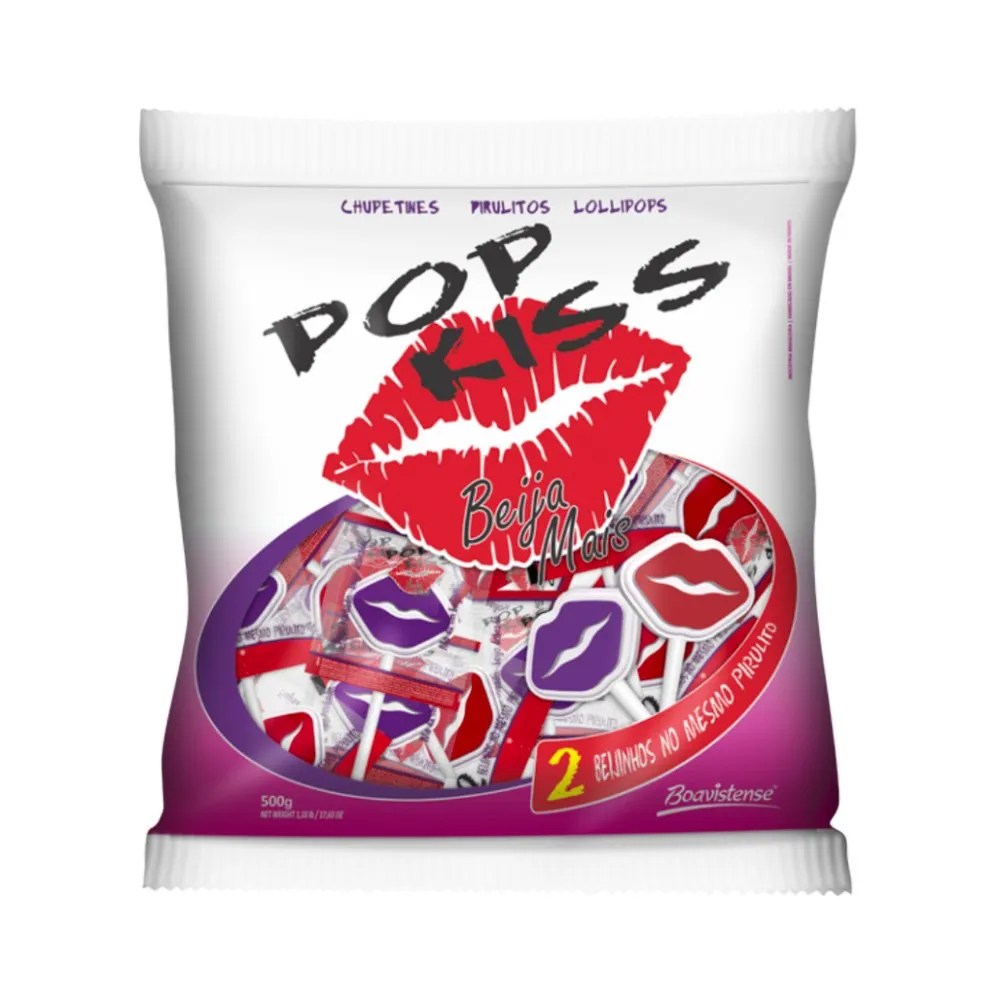 PIRULITO POP KISS BEIJA MAIS 2BEIJINHOS 500GR