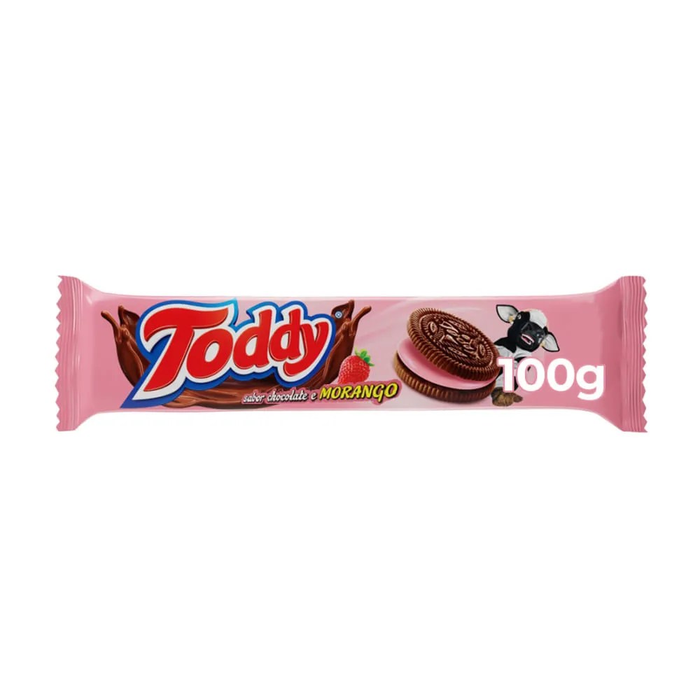 BISCOITO TODDY SABOR CHOCOLATE E MORANGO 100G
