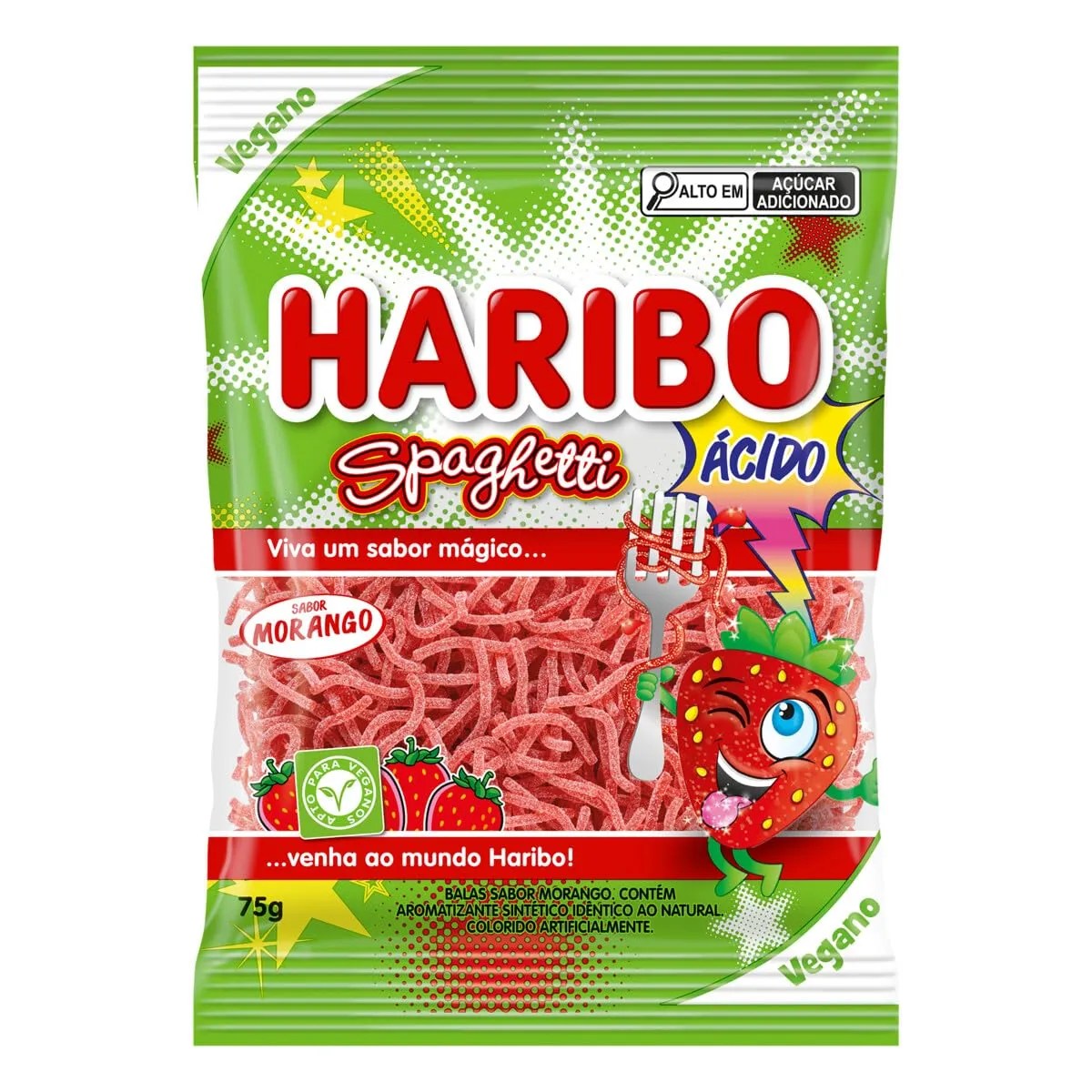 SPAGUETTI ÁCIDO MORANGO HARIBO 80G
