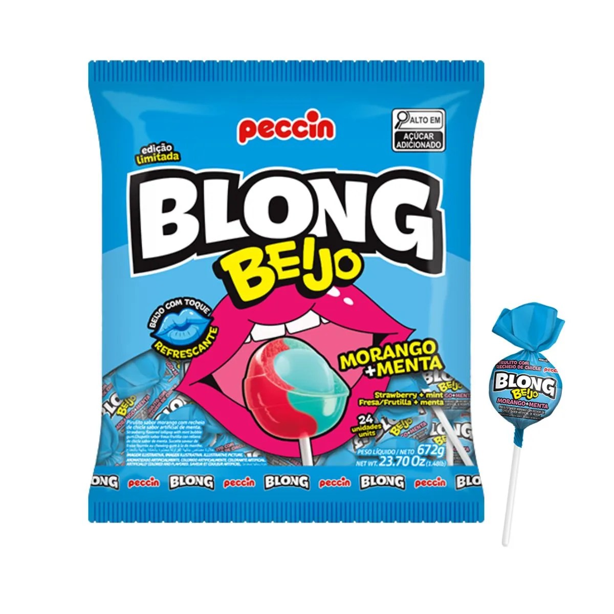 PIRULITO BLONG BEIJO MORANGO+MENTA C/24