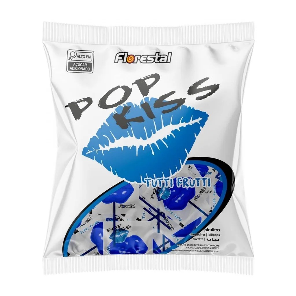 PIRULITO POP KISS TUTTI FRUTI AZUL 500GR