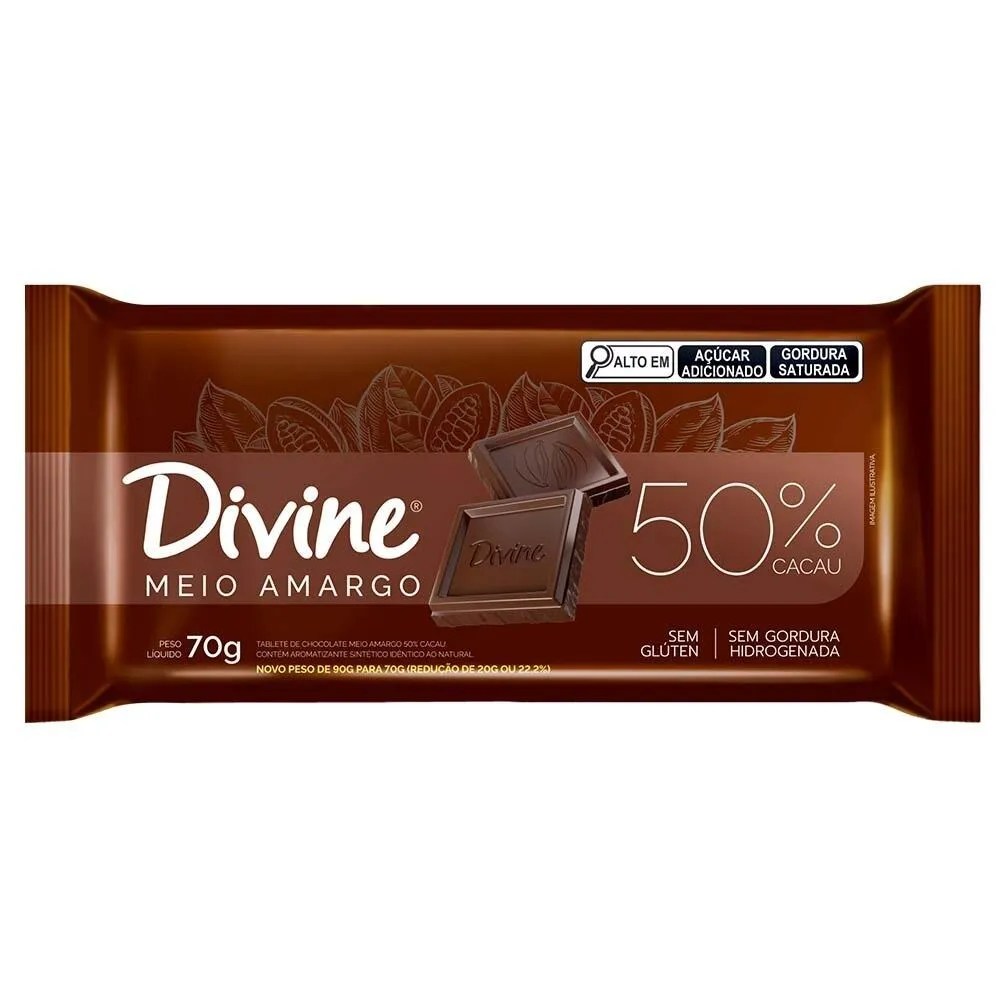 BARRA DIVINE ZERO 50% CACAU 70GR