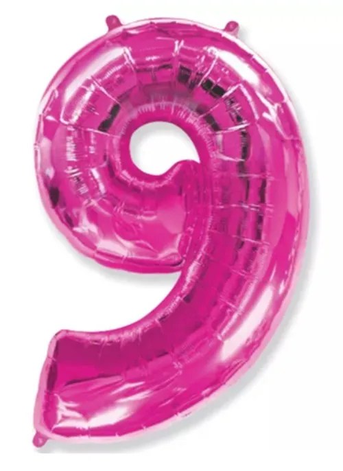 BALÃO ROSA Nº 9 GRUPO FESTA 45CM