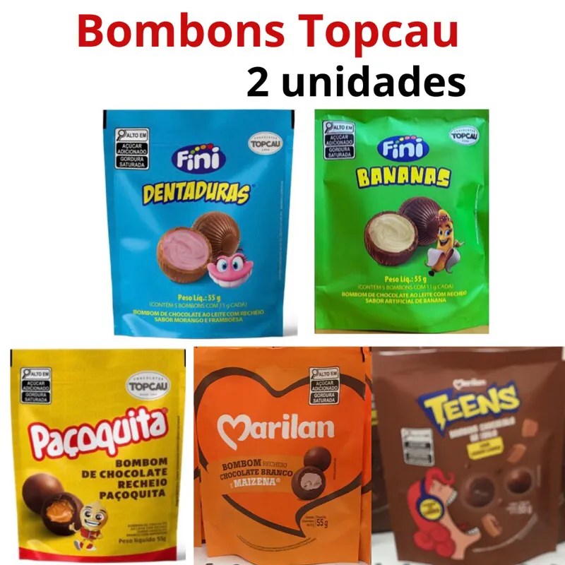 BOMBOM CHOCOLATE FINI BANANAS TOPCAU 55G