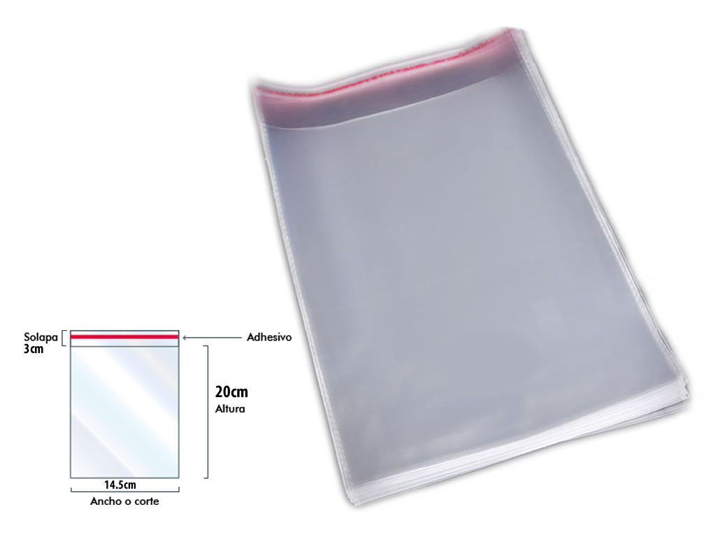 Paquete X100 Bolsas Celofán Con Adhesivo Transparente Resistente Paquete X100 Bolsas Celofán Con Adhesivo Transparente Resistente
