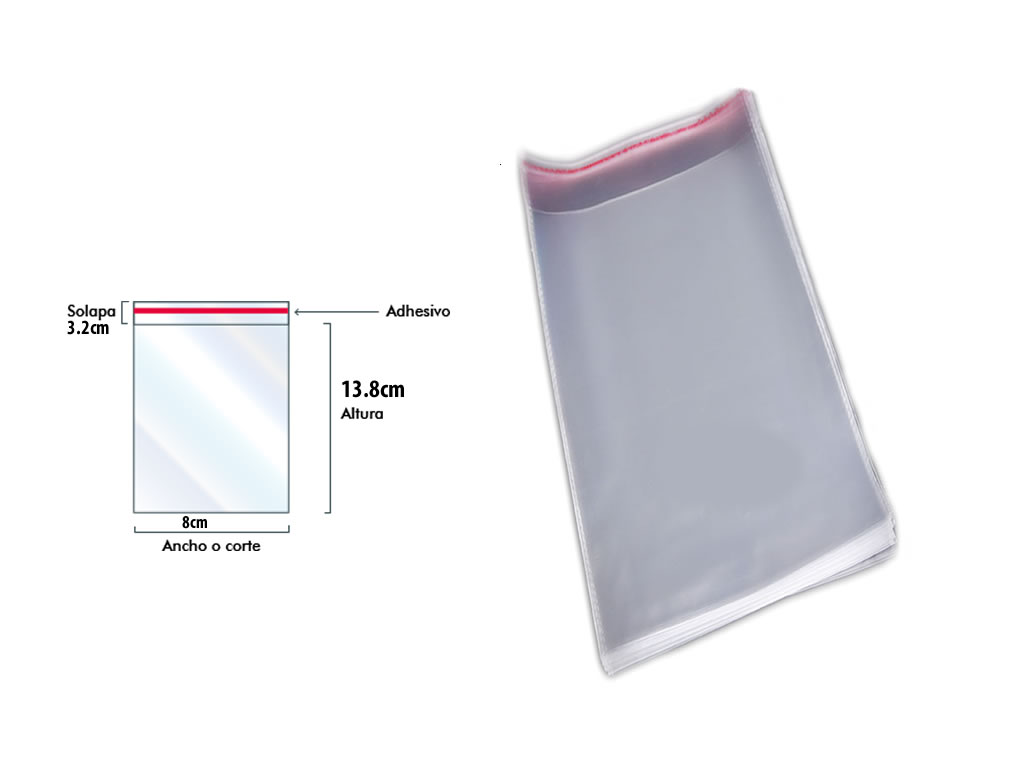 Paquete X 100 Bolsas Celofán Transparente Con Solapa Adhesiva 8cm X 17cm Paquete X 100 Bolsas Celofán Transparente Con Solapa Adhesiva 8cm X 17cm