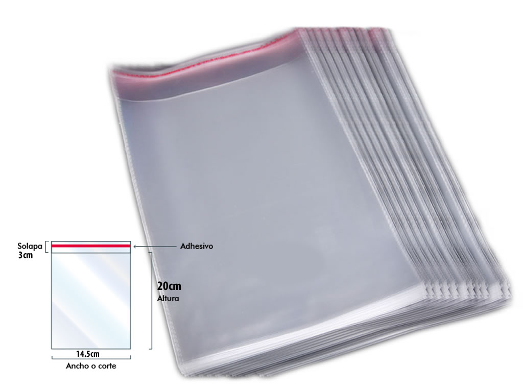 Caja X 10000 Bolsas de Celofán Transparente con Adhesivo Caja X 10000 Bolsas de Celofán Transparente con Adhesivo