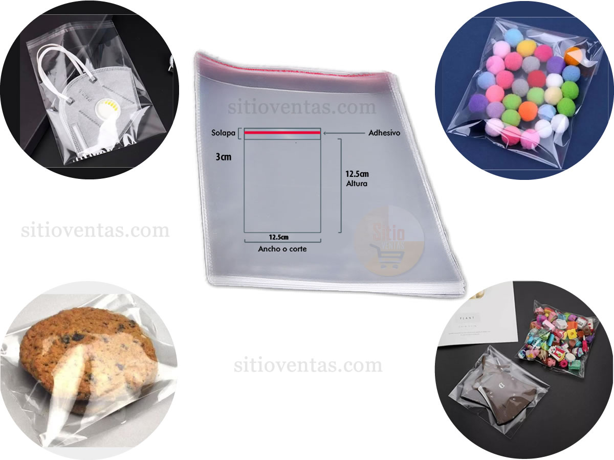 Combo X1200 Bolsas Celofán Transparente Solapa Adhesivo Combo X1200 Bolsas Celofán Transparente Solapa Adhesivo