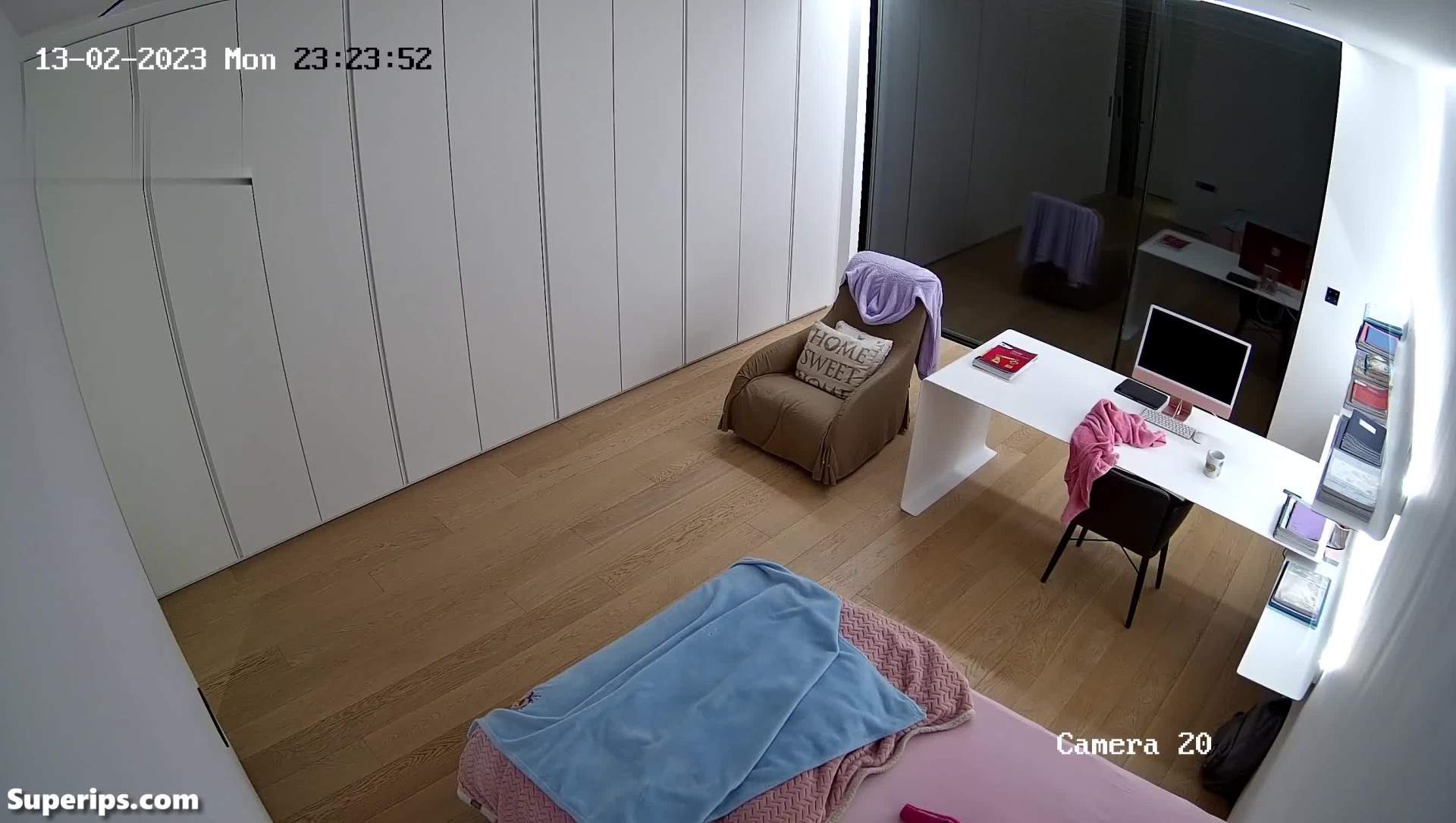 IPCAM – Young sporty girl gets dressed in her room IPCAM – Young sporty girl gets dressed in her room