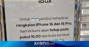 iPhone 16 Resmi Dijual di Indonesia Besok, Gerai iBox Tutup Cepat Hari Ini iPhone 16 Resmi Dijual di Indonesia Besok, Gerai iBox Tutup Cepat Hari Ini