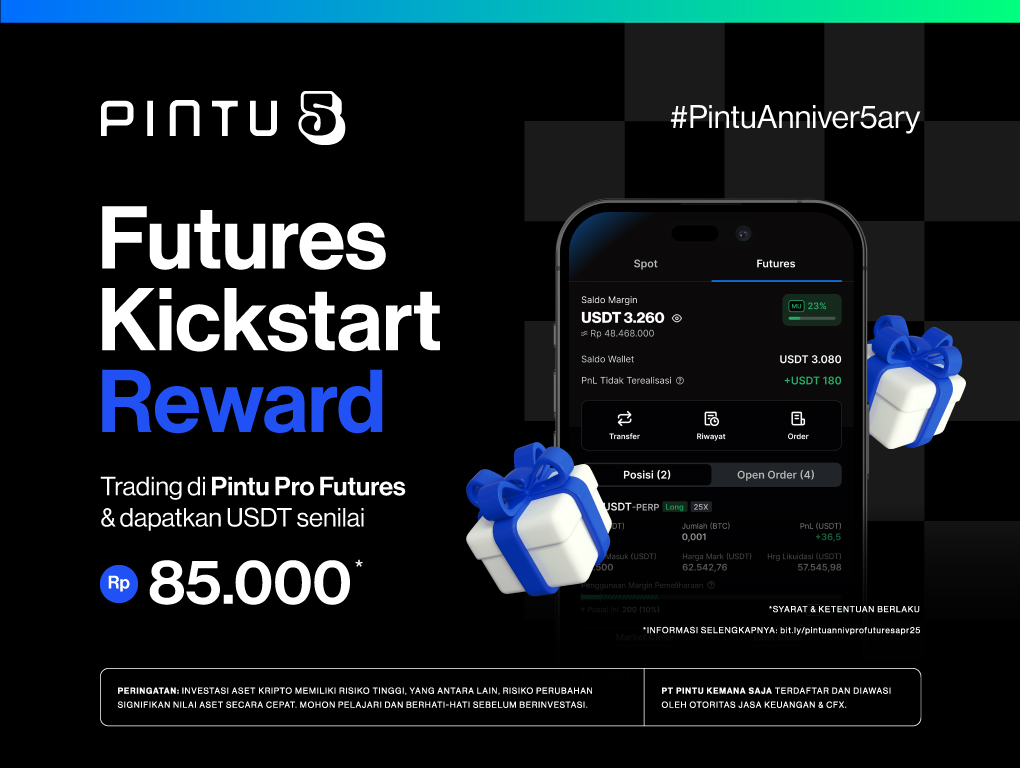 Futures Kickstart Reward: Trading Crypto di Pintu Pro Futures, Dapatkan Bonus USDT Senilai Rp85.000! Futures Kickstart Reward: Trading Crypto di Pintu Pro Futures, Dapatkan Bonus USDT Senilai Rp85.000!