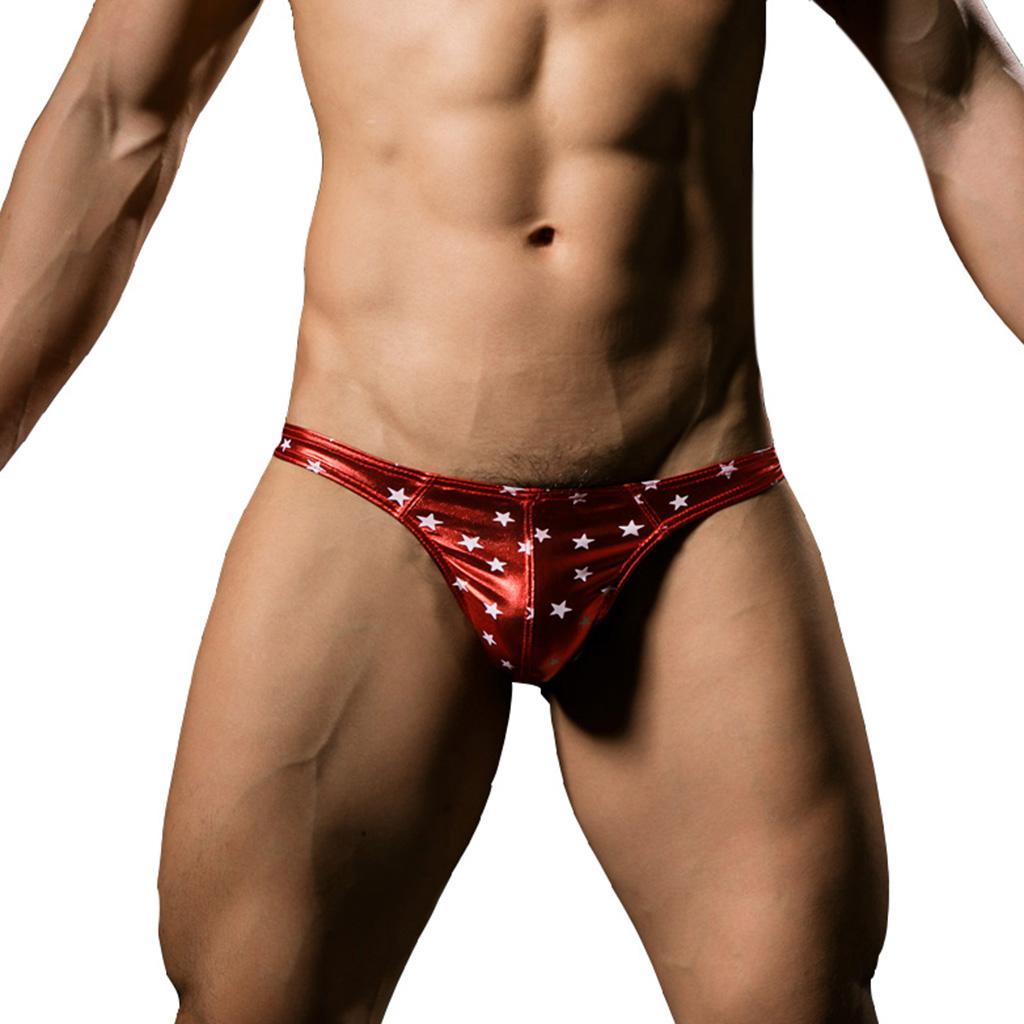 Sous-vêtements sexy pour hommes tongs sexy bronzant étoiles ordinaires rouge-M Sous-vêtements sexy pour hommes tongs sexy bronzant étoiles ordinaires rouge-M