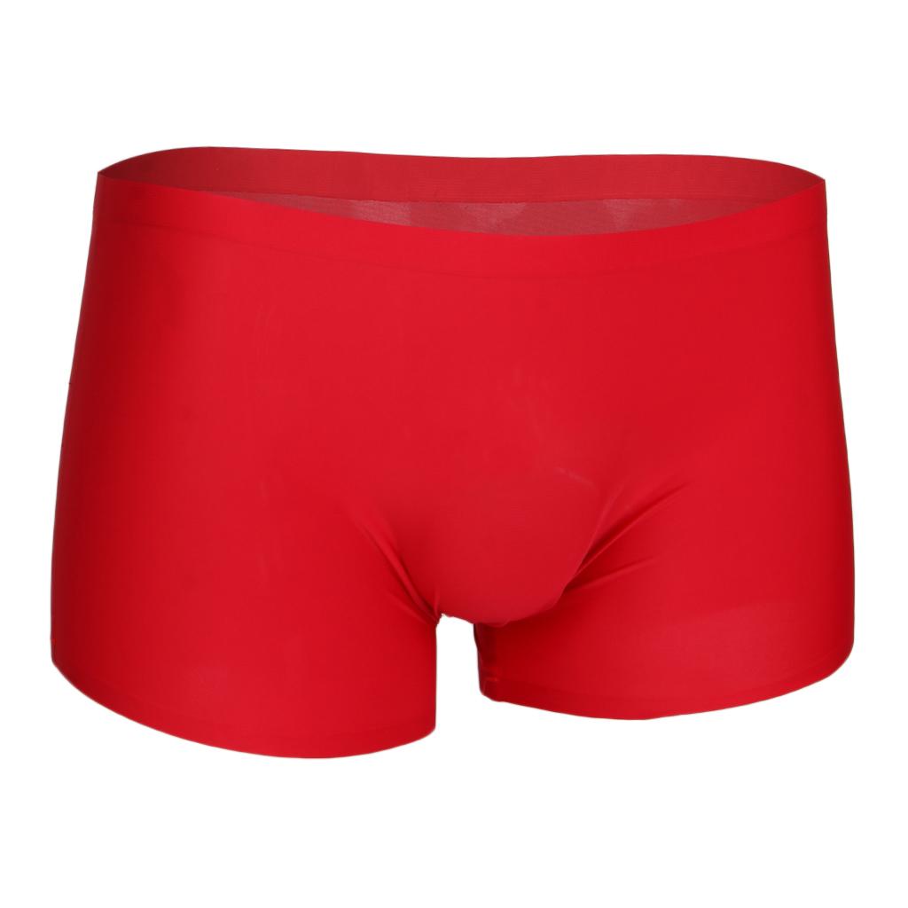 Sous-vêtements en soie pour hommes Slip sans couture sexy jambe courte XL rouge Sous-vêtements en soie pour hommes Slip sans couture sexy jambe courte XL rouge