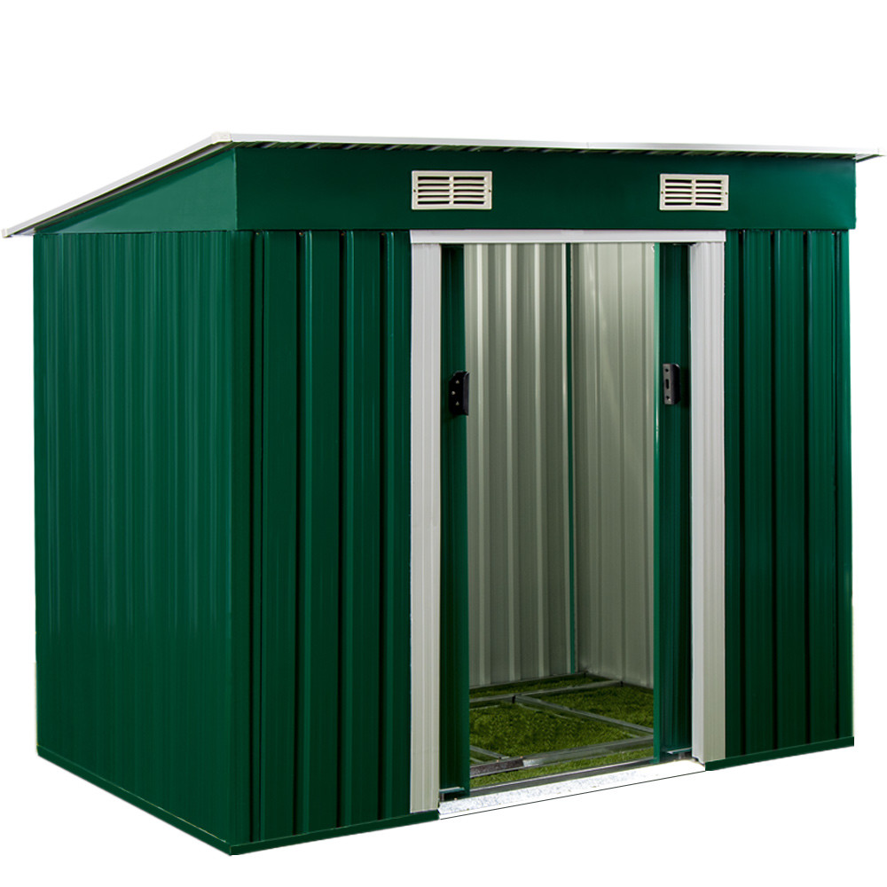 Abri de jardin en métal vert Cabane Remise Rangement outils – avec ventilation Abri de jardin en métal vert Cabane Remise Rangement outils – avec ventilation