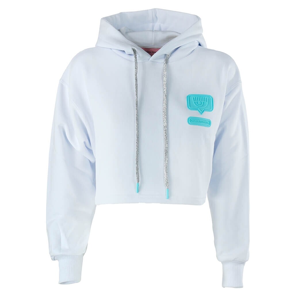 Vêtements pour femmes Sweat-Shirt Court Eyelike Blanc Chiara Ferragni SS2021 Vêtements pour femmes Sweat-Shirt Court Eyelike Blanc Chiara Ferragni SS2021