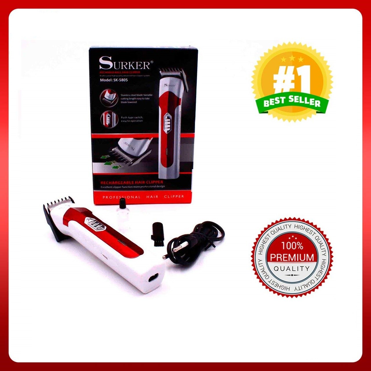 tondeuse cheveux barbe CORPS SANS FIL surker NEUF SABOT et huile INCLUS