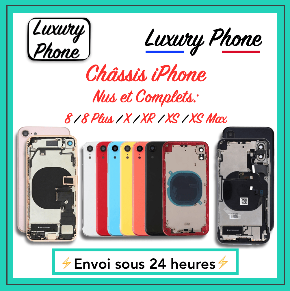 Châssis Arrière iPhone 8 8+ X XS XR XS Max 11 Nu Complet + Kit outil + LOGO CE ⚡