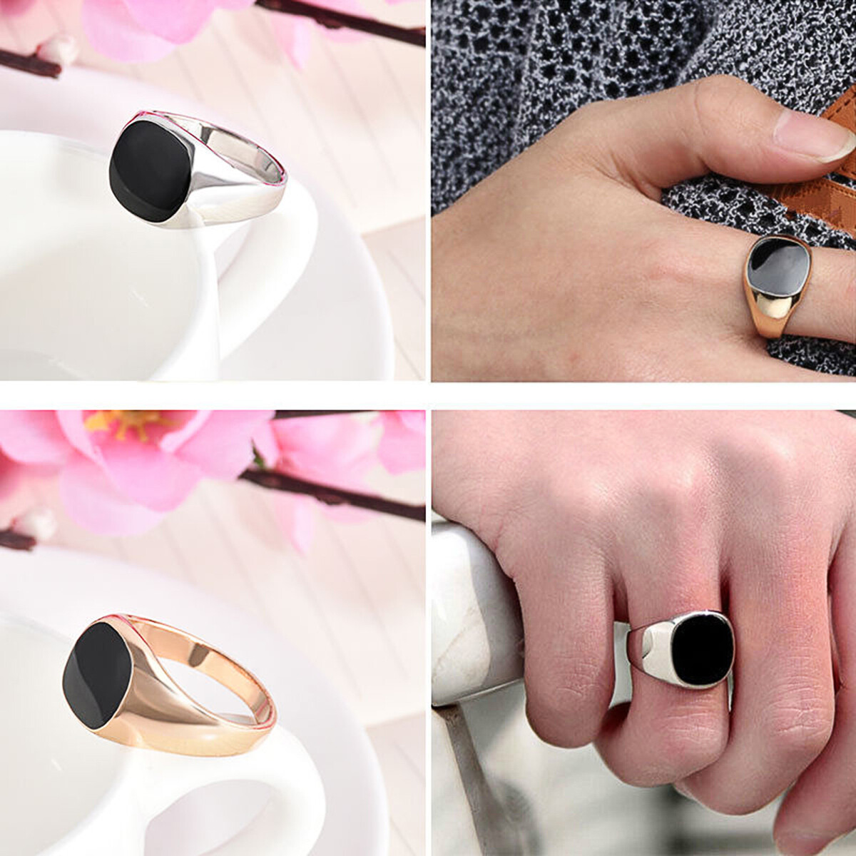 Bague chevaliere motif doré Diamant pour homme Bijoux Mode Modèle Taille 7-12