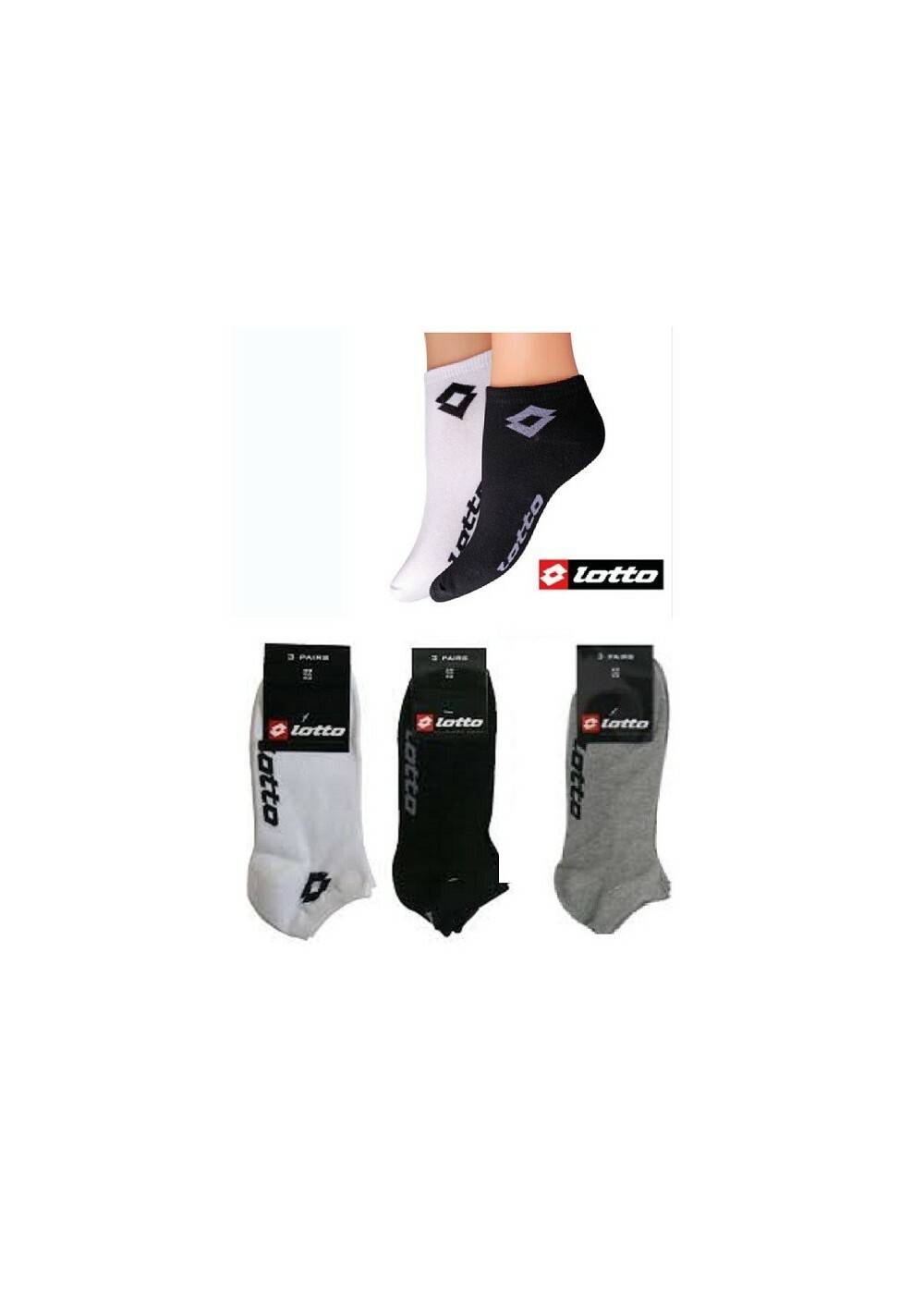 LOT 6 PAIRES DE SOCQUETTES LOTTO MI CHAUSSETTES LOT 6 PAIRES DE SOCQUETTES LOTTO MI CHAUSSETTES