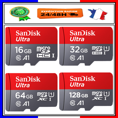 Carte Mémoire Micro SD ✓Class 10 SDHC 16 32 64 128 Go Gb ✓ Original SanDisk ✓