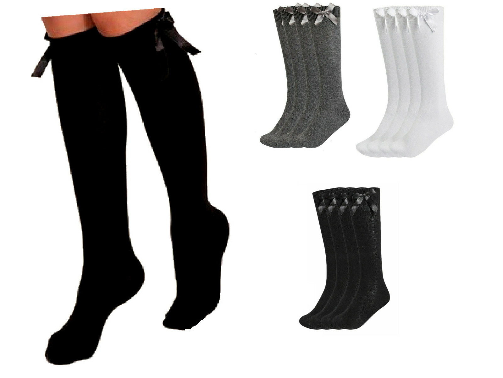 Hauteur Genou Noeud Chaussettes Filles Mode Coton pour Enfants École 2 & 4 Paire Hauteur Genou Noeud Chaussettes Filles Mode Coton pour Enfants École 2 & 4 Paire