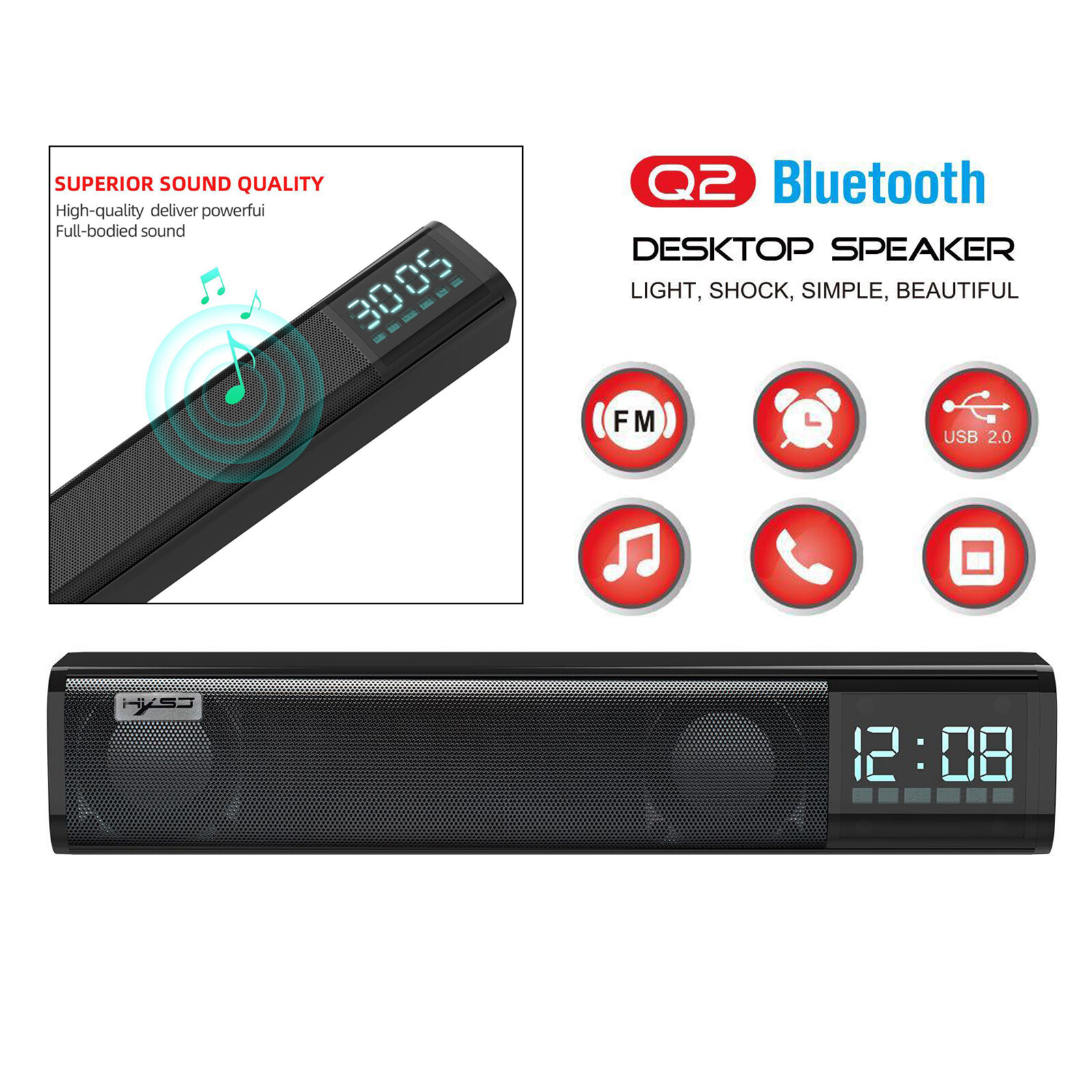 Sans fil Bluetooth Haut-Parleur Longue Bande Accueil Chuchotant Mur Extérieur Sans fil Bluetooth Haut-Parleur Longue Bande Accueil Chuchotant Mur Extérieur