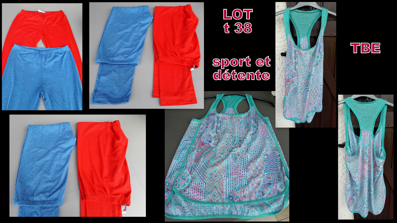 3 vêtements SPORT ET DETENTE taille 38 * état NEUF !!! 3 vêtements SPORT ET DETENTE taille 38 * état NEUF !!!