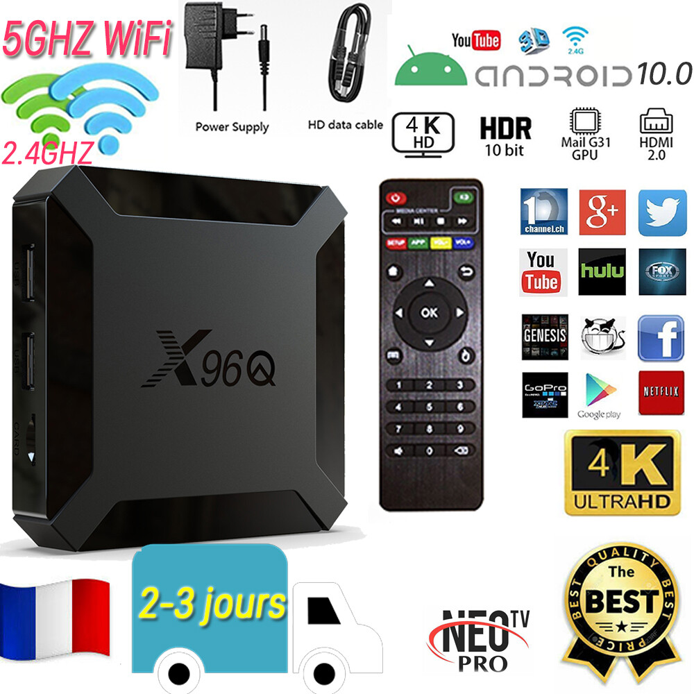 X96Q ANDROID 10 SMART BOX 4K Ultra HD 5g WiFi Digital Box Livraison RAPIDE K18.0 X96Q ANDROID 10 SMART BOX 4K Ultra HD 5g WiFi Digital Box Livraison RAPIDE K18.0