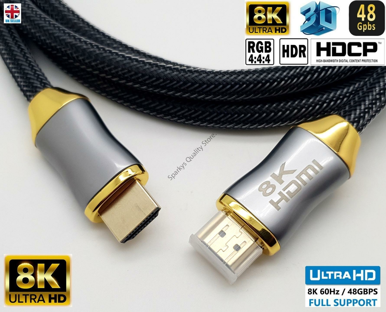 Premium 8K HDMI 2.1 Ultra Câble Haute Vitesse 48Gbps 4K @ 120 PS5 Xbox Sky Or Premium 8K HDMI 2.1 Ultra Câble Haute Vitesse 48Gbps 4K @ 120 PS5 Xbox Sky Or