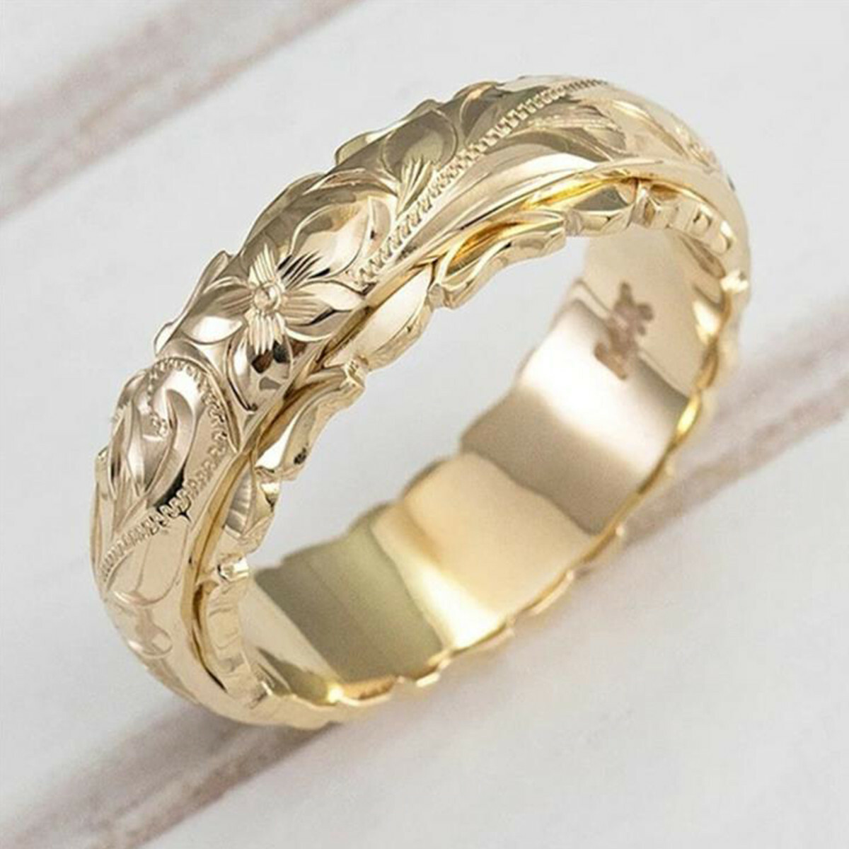 Élégant Plaqué Or Jaune 14K Rose Anneaux fleurs femmes bague Taille bijoux 6-9 Élégant Plaqué Or Jaune 14K Rose Anneaux fleurs femmes bague Taille bijoux 6-9