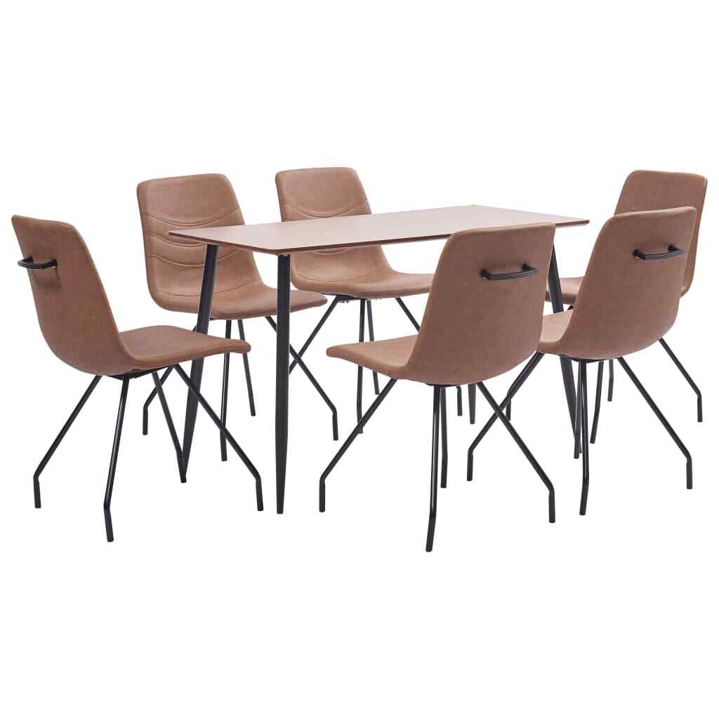 vidaXL Ensemble de Salle à Manger 7 pcs Marron Similicuir Dîner Meuble Cuisine vidaXL Ensemble de Salle à Manger 7 pcs Marron Similicuir Dîner Meuble Cuisine