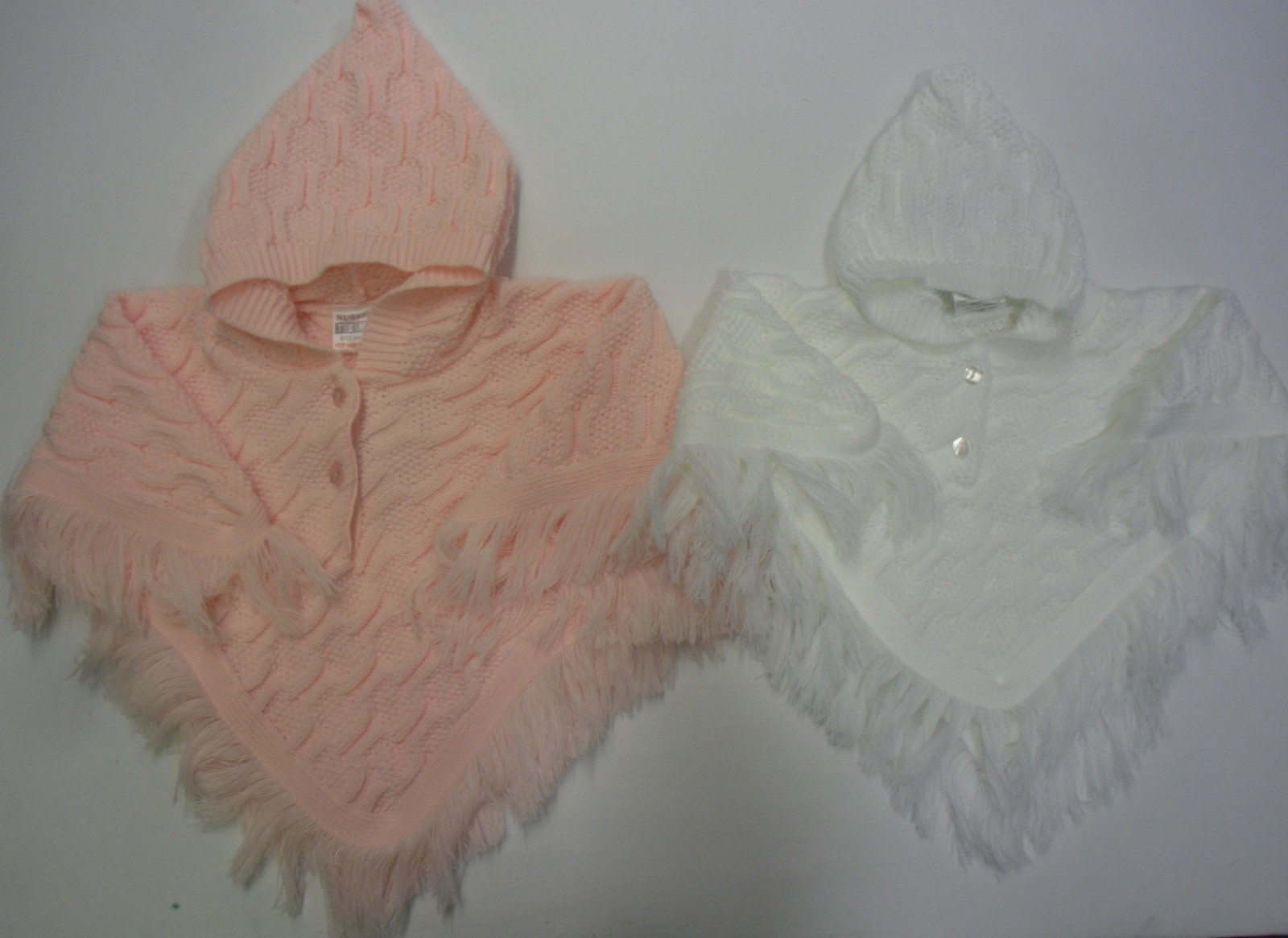 Bébés Vêtements De Bébé Filles Tricoté Poncho Rose Blanc À Capuche Capuche Gland Bébés Vêtements De Bébé Filles Tricoté Poncho Rose Blanc À Capuche Capuche Gland