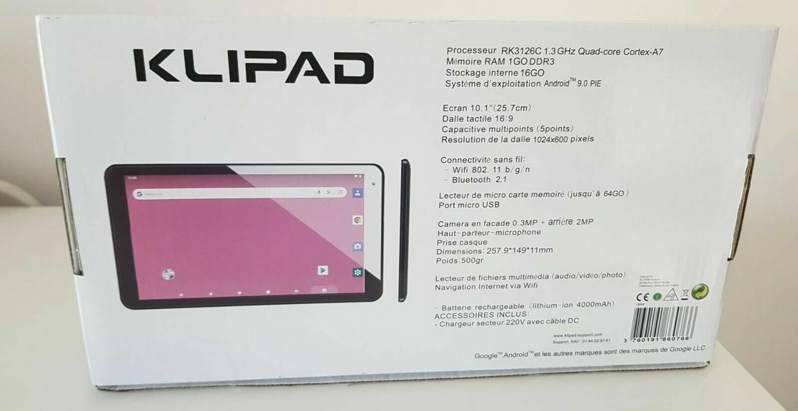 Tablette Klipad KL6889 Wi-fi 16 Go 10.1 pouces Noir Tablette Klipad KL6889 Wi-fi 16 Go 10.1 pouces Noir