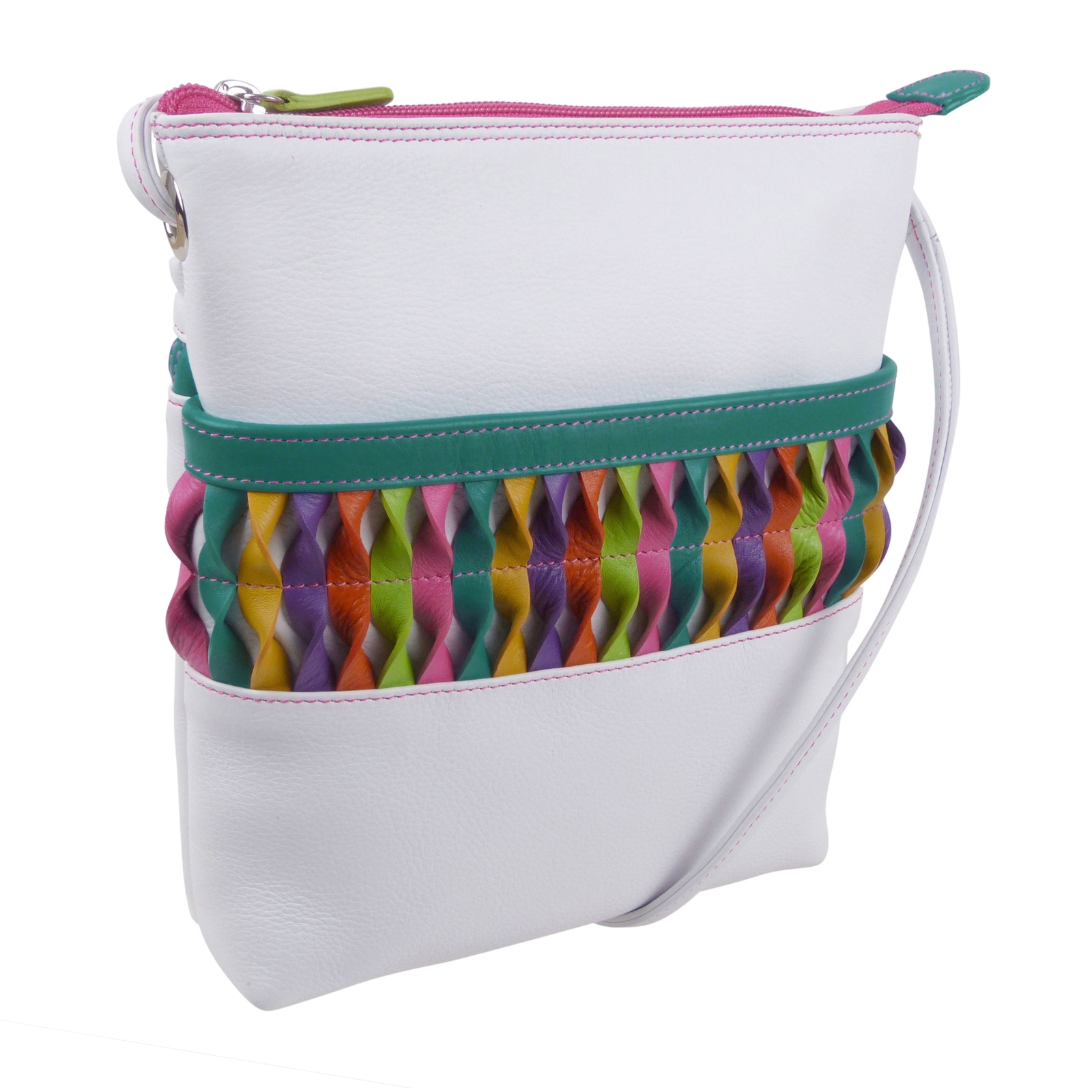 Femmes Cuir Blanc Croix Corps Organiseur Sac Bandoulière Par Ili New York À Colo Femmes Cuir Blanc Croix Corps Organiseur Sac Bandoulière Par Ili New York À Colo