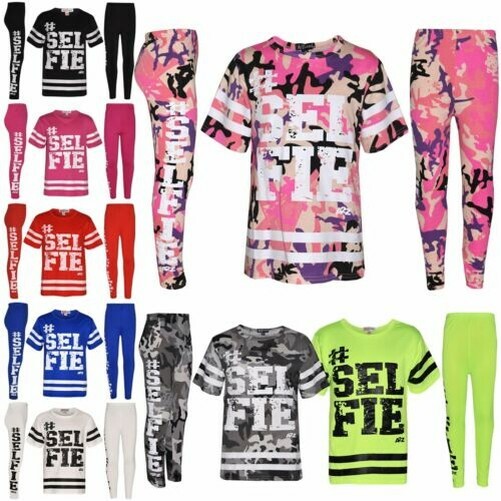 Haut Fille Enfants Designer # Selfie Mode T-Shirt & Ensemble Legging 7-13 Ans Haut Fille Enfants Designer # Selfie Mode T-Shirt & Ensemble Legging 7-13 Ans