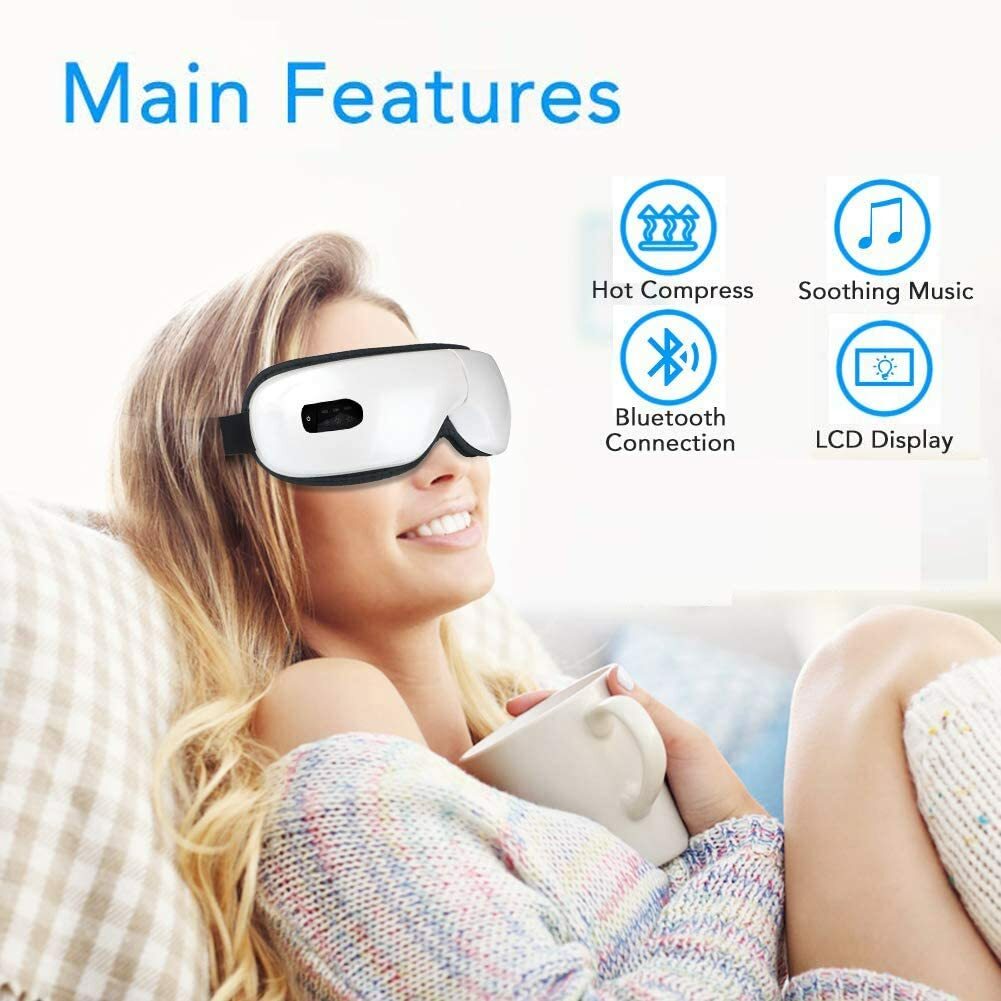 Masseur Oculaire Masque pour les Yeux avec chaleur Bluetooth Soulage la Fatigue Masseur Oculaire Masque pour les Yeux avec chaleur Bluetooth Soulage la Fatigue