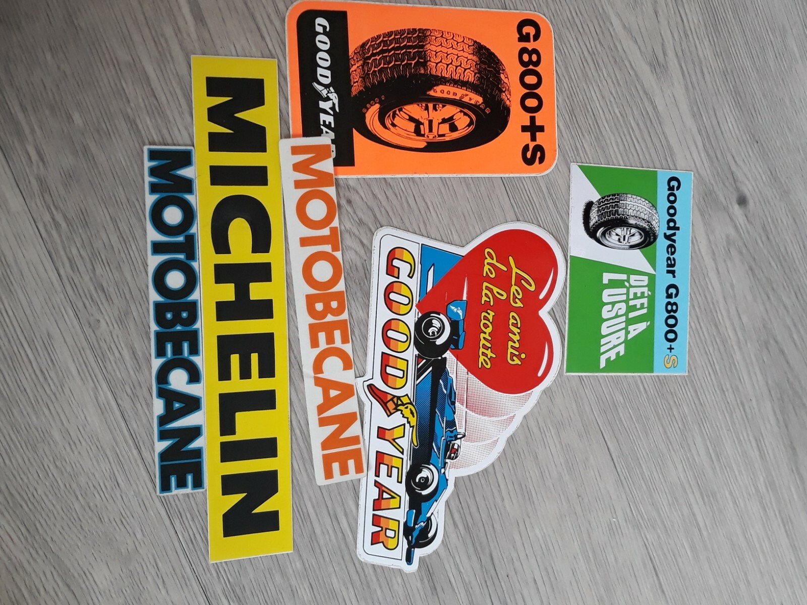 Lot 2 Autocollants Goodyear Michelin Motobecane Vintage Lot 2 Autocollants Goodyear Michelin Motobecane Vintage