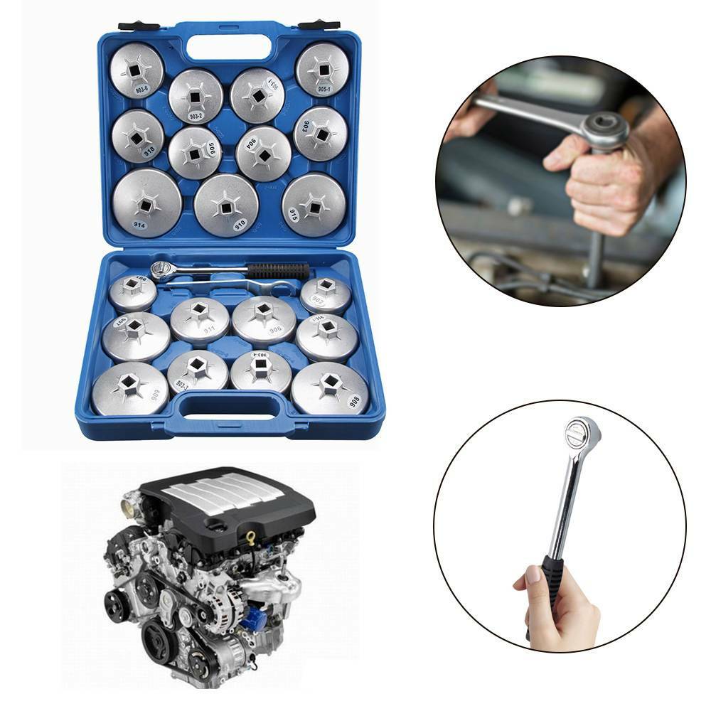 23 x Clé Cloche Coiffe Filtre a Huile Outil Kit Douilles Demontage Voiture 23 x Clé Cloche Coiffe Filtre a Huile Outil Kit Douilles Demontage Voiture