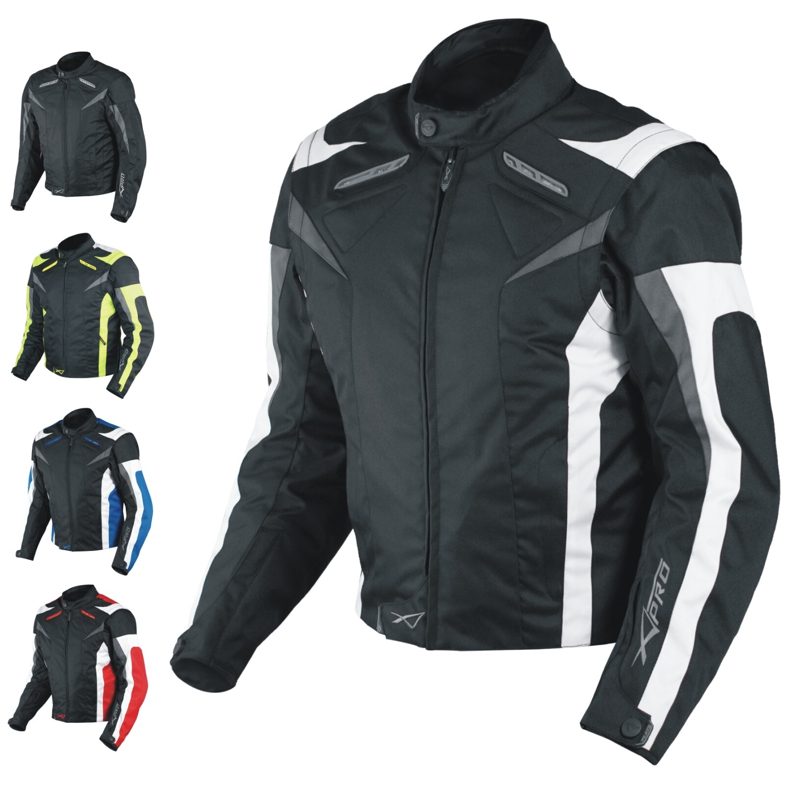 Giacca Tessuto Moto Protezioni CE Manica Staccabile Gilet Termico Removibile Giacca Tessuto Moto Protezioni CE Manica Staccabile Gilet Termico Removibile