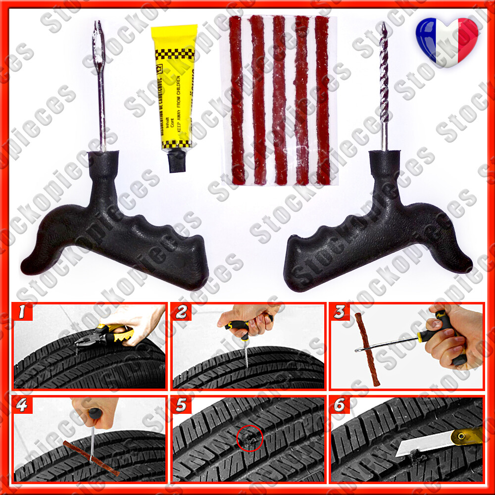 Kit de Réparation Pneu Tubeless pour Voiture Moto Auto Crevaison + 5 Mèche Neuf Kit de Réparation Pneu Tubeless pour Voiture Moto Auto Crevaison + 5 Mèche Neuf