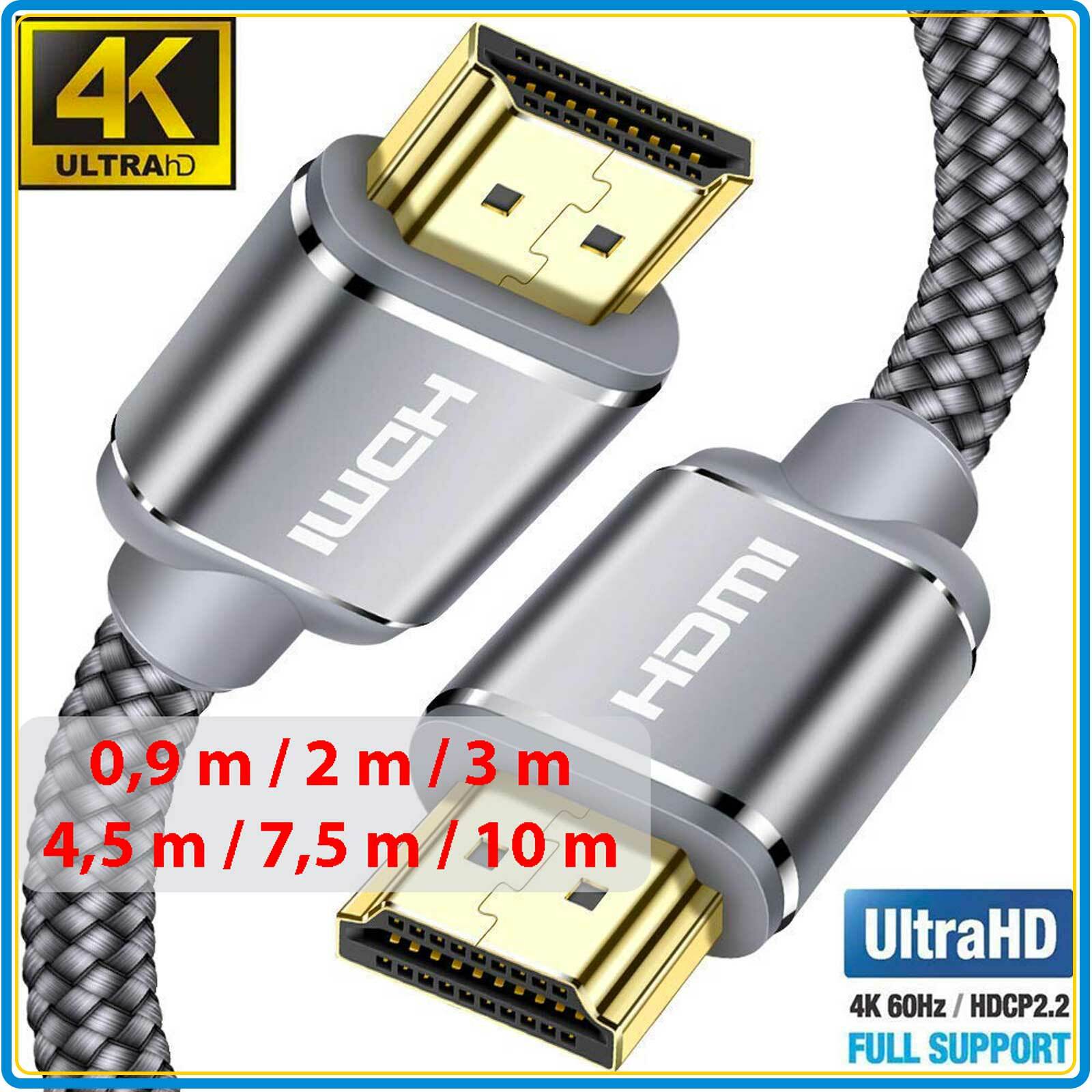 Câble HDMI 4K Ultra HD 2.0 Haute Vitesse Nylon Tressé Supporte 3D/Retour Audio Câble HDMI 4K Ultra HD 2.0 Haute Vitesse Nylon Tressé Supporte 3D/Retour Audio