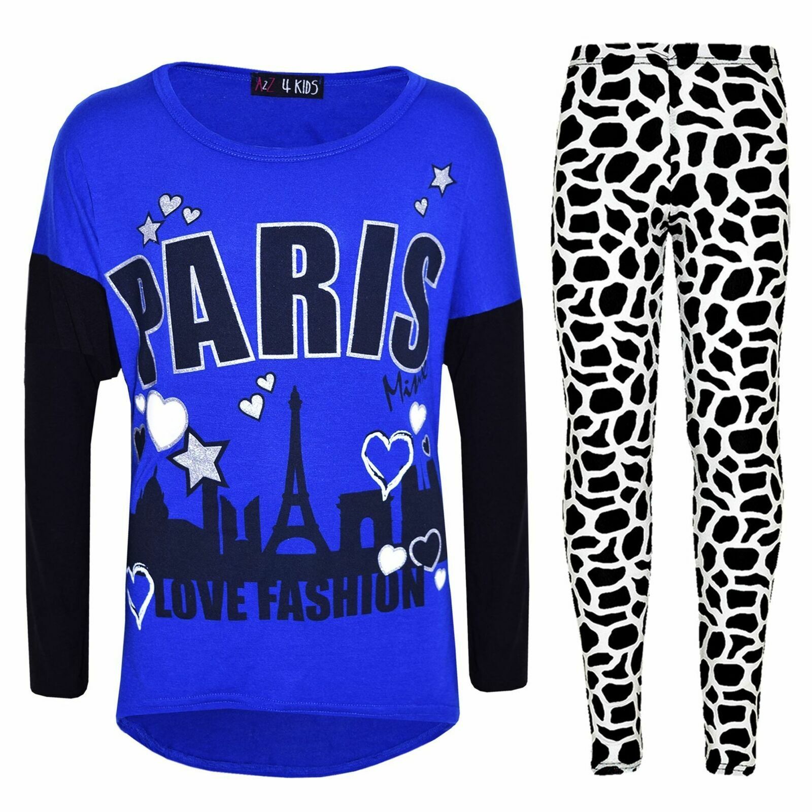 Enfants Filles Paris Imprimé Royal Haut Mode & Trendy Leggings Set New Âge 7-13