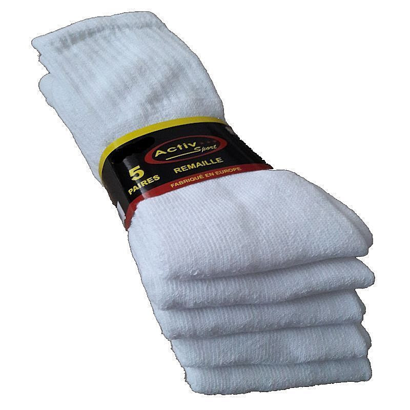 lots de chaussettes de tennis uni Noir Blanc ou Gris pour homme ou femme