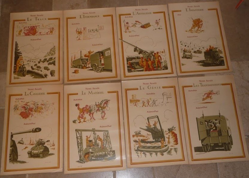 8 Affiches lithographies LOGE Lucien “Notre Armée Autrefois – Aujourd’hui” 8 Affiches lithographies LOGE Lucien “Notre Armée Autrefois – Aujourd’hui”