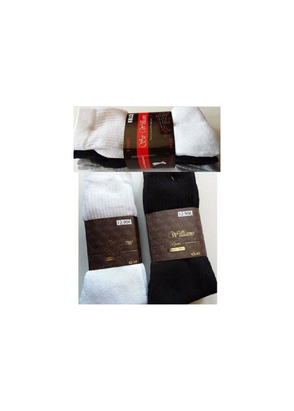 SIR WILLIAMS LOT DE 3 PAIRES DE CHAUSSETTES TENNIS SPORT SIR WILLIAMS LOT DE 3 PAIRES DE CHAUSSETTES TENNIS SPORT