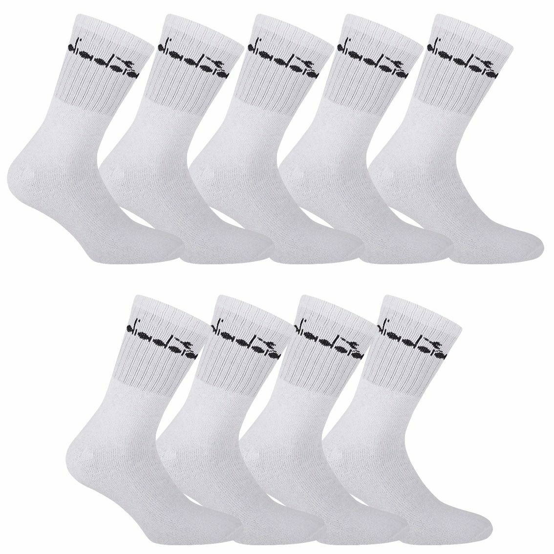 Lot de 9 Paires Chaussettes Tennis Homme Diadora Blanches Lot de 9 Paires Chaussettes Tennis Homme Diadora Blanches
