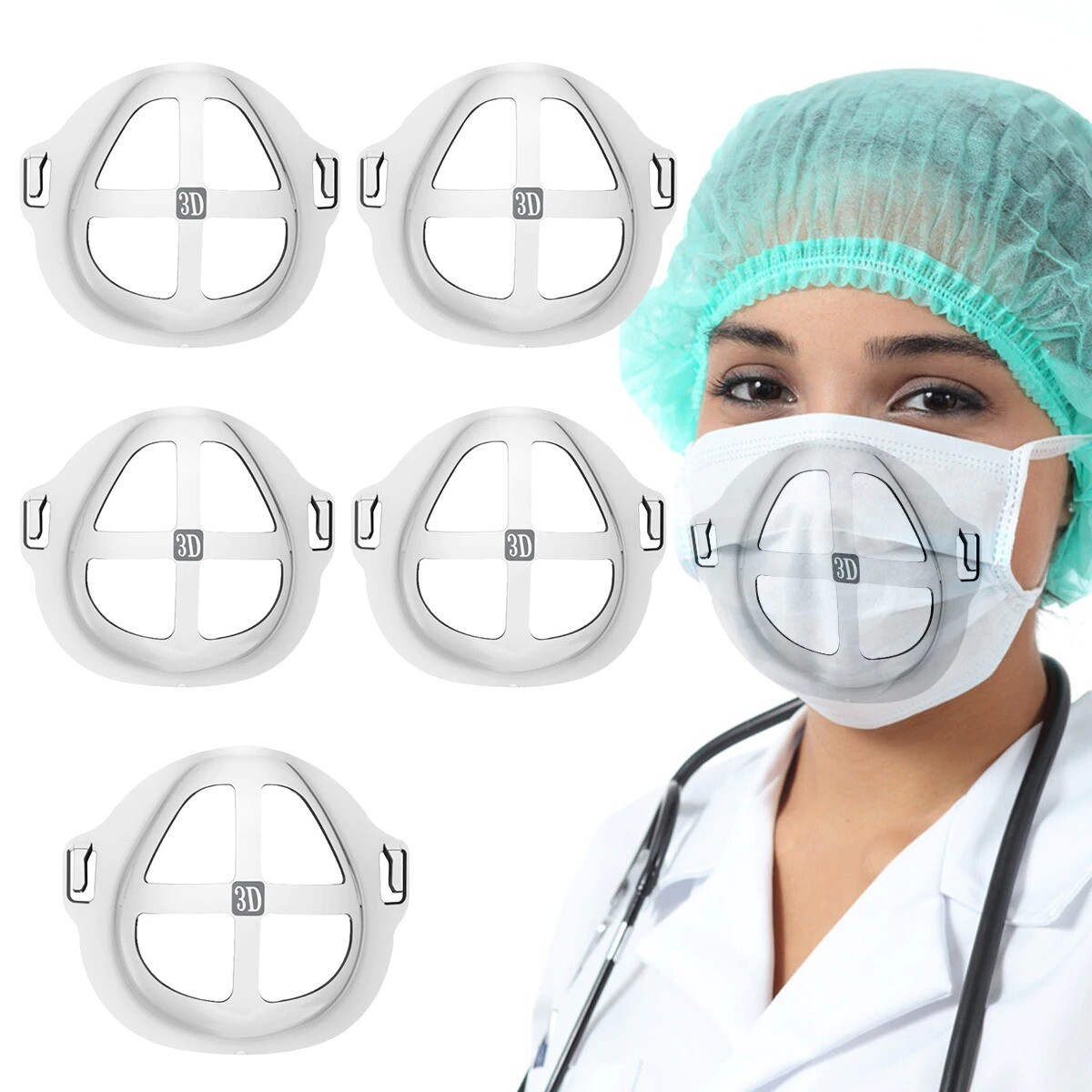 Lot 5 Support Pour PE Masque 3D Protège Maquillage Respirant Femme Homme Neuf