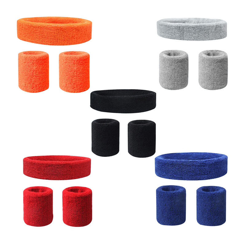 Homme Femme Bandeau Serre-Tête+Bracelet Accessoires élastique Sport Gym Yoga NF